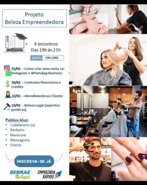 Sebrae está com vagas abertas para o Projeto Beleza Empreendedora